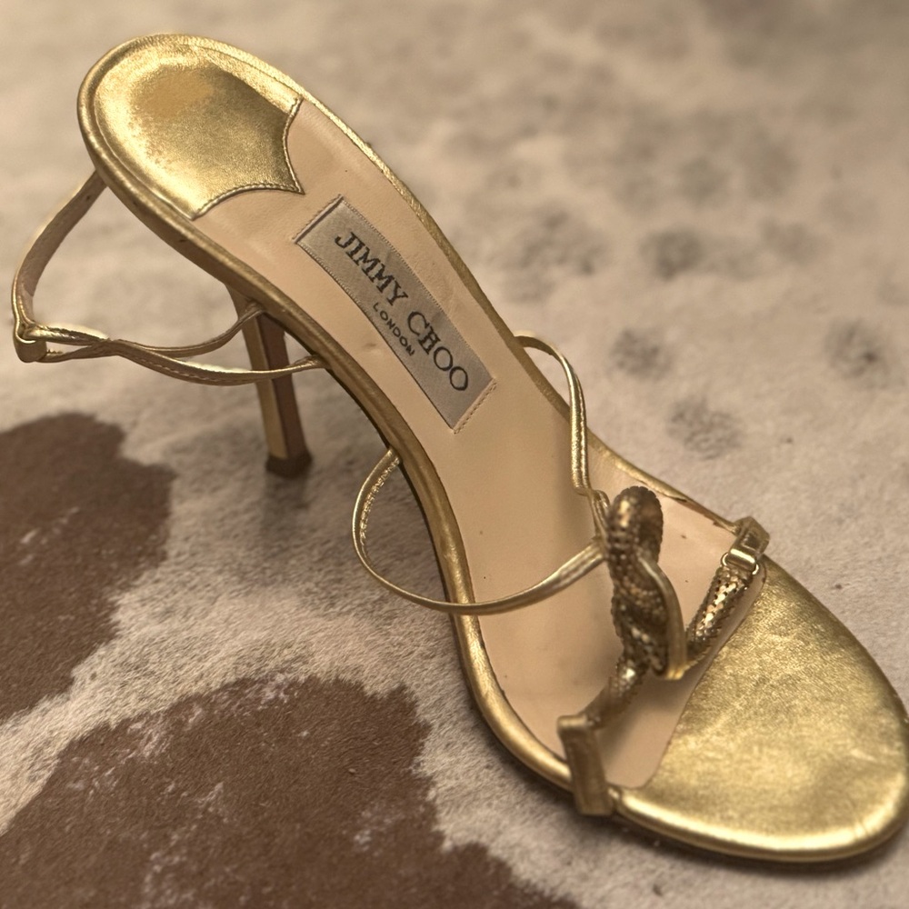 Jimmy Choo Snake Gold Stilletto